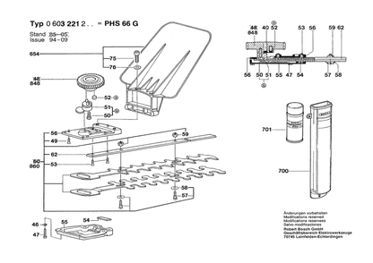 Section 2 Diagram and Parts List for PHS66G 0603221203 Bosch Hedge Trimmer