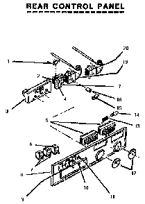 Rear Control Panel Diagram and Parts List for MSC224WC  Thermador Range