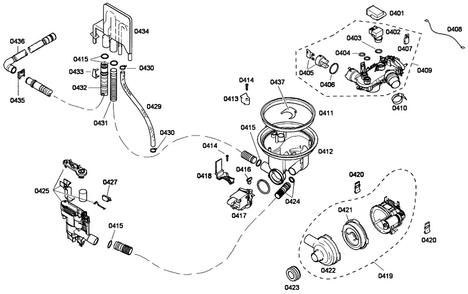 Pump Assy Diagram and Parts List for DWHD410GFM-53  Thermador Dishwasher