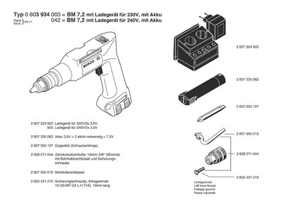 Section 1 Diagram and Parts List for 0603934023  Bosch Cordless Drill
