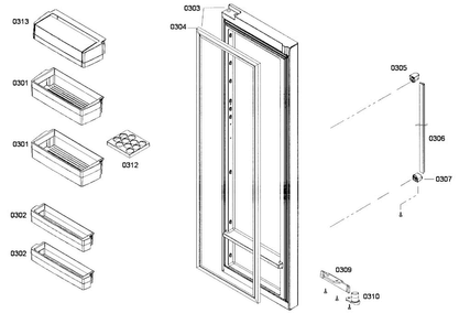 Refrig Door Diagram and Parts List for B22CS30SNS 01 Bosch Refrigerator