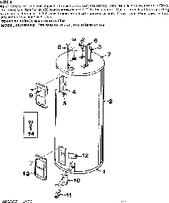 Non-functional Replacement Parts Diagram and Parts List for 153328610  Kenmore Water Heater