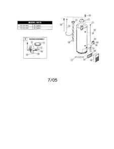 Water Heater Diagram and Parts List for 153331544  Kenmore Water Heater