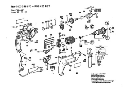 Section 1 Diagram and Parts List for PSB420RET 0603246671 Bosch Impact Driver