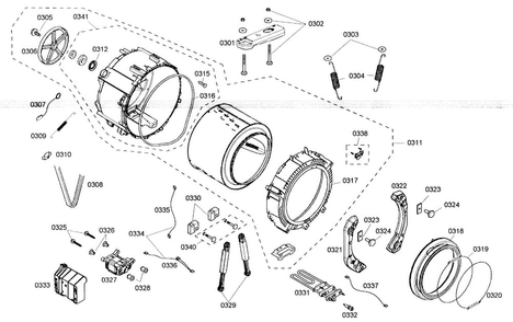 Drum Assy Diagram and Parts List for WFMC530CUC 13 Bosch Washer