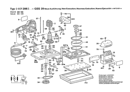 Section 1 Diagram and Parts List for GSS28 0601288232 Bosch Orbital or Palm Sander
