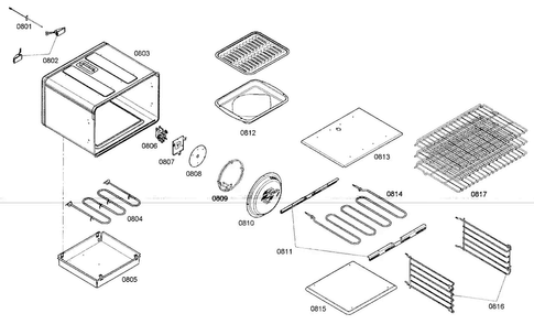 Large Oven Diagram and Parts List for PRD484EEG01  Thermador Range