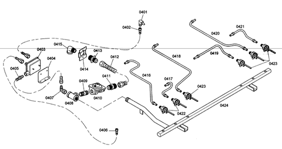 Gas Supply Diagram and Parts List for PRG366EH01  Thermador Range