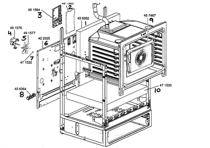 Frame Assy Diagram and Parts List for HES445U 01 Bosch Range