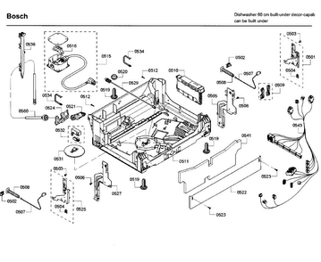 Base Diagram and Parts List for SHE53T52UC 09 Bosch Dishwasher