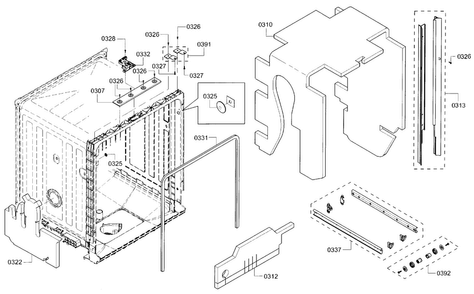 Frame Diagram and Parts List for SHS5AV52UC 01 Bosch Dishwasher