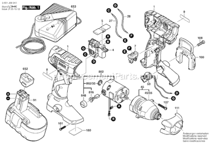 Page A Diagram and Parts List for 23618 3601J09310 Bosch Impact Driver