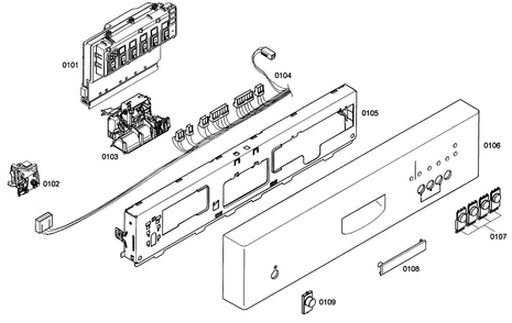 Control Panel Diagram and Parts List for SHE42L16UC 40 Bosch Dishwasher