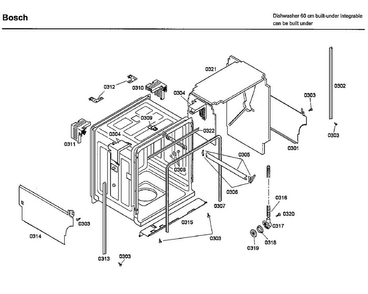 Frame Diagram and Parts List for SHX46L15UC 38 Bosch Dishwasher