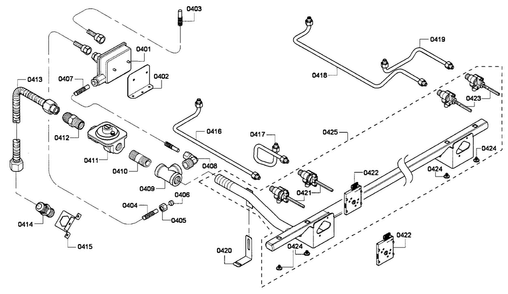 Gas Supplay Diagram and Parts List for PRL364GDH-01  Thermador Range