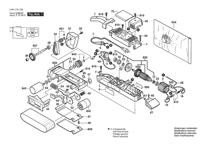 Section 1 Diagram and Parts List for GBS75AE 0601274771 Bosch Belt or Drum Sander