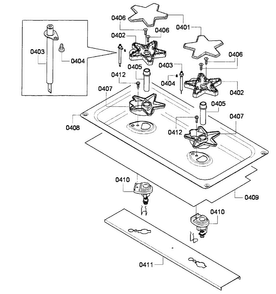 Burners 1 Diagram and Parts List for PCG486GD 01 Thermador Cooktop
