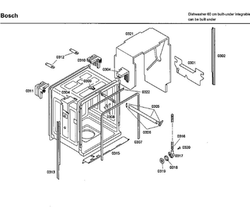 Cabinet Diagram and Parts List for SHX46L15UC 55 Bosch Dishwasher