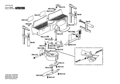 Section 2 Diagram and Parts List for GFS350E 0601640739 Bosch Circular Saw