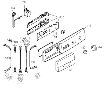 Control Panel Diagram and Parts List for WFL2060UC 01 Bosch Washer