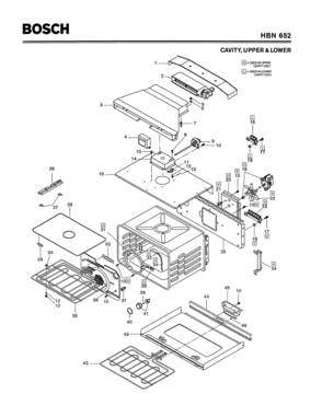 03 - CAVITY, UPPER & LOWER Diagram and Parts List for HBN652  Bosch Range