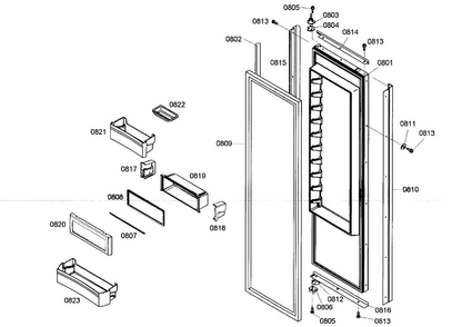 Door Assy 1 Diagram and Parts List for KBUIT4875E01  Thermador Refrigerator