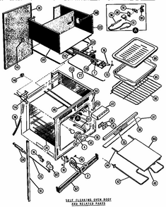 Self Cleaning Oven Body Diagram and Parts List for MTR225  Thermador Microwave