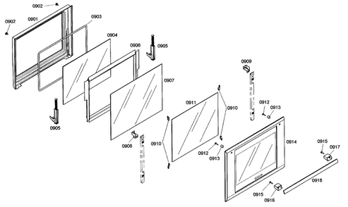 Door Assy Diagram and Parts List for MEMC301ES01  Thermador Microwave