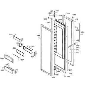 Right Door Diagram and Parts List for KBUDT4255E 05 Thermador Refrigerator
