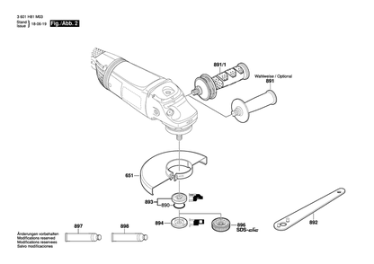 Diagram 2 Diagram and Parts List for GWS22-180JH 3 601 H81 M03 Bosch Angle Grinder