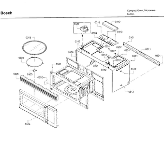 Frame Diagram and Parts List for HMV3053U 01 Bosch Microwave