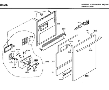 Door Diagram and Parts List for SHX46L15UC 55 Bosch Dishwasher