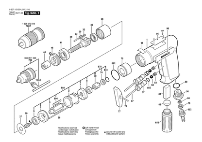Section 1 Diagram and Parts List for 0607153501  Bosch Drill