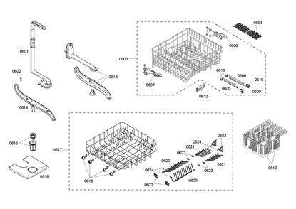 Rack Assy Diagram and Parts List for SHE45M06UC 46 Bosch Dishwasher