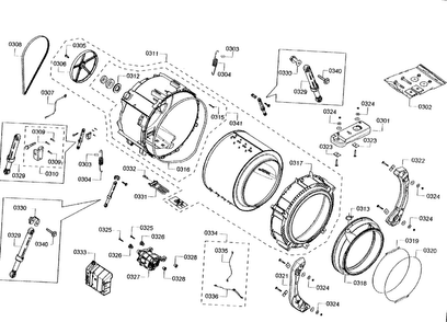 Tub Assy Diagram and Parts List for WFVC5400UC 24 Bosch Washer