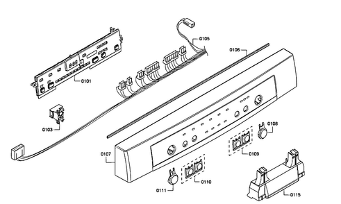 Control Panel Diagram and Parts List for SHE4AM16UC 03 Bosch Dishwasher