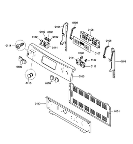 Control Panel Diagram and Parts List for HES3053U 02 Bosch Range