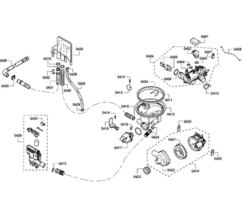 Pump Assy Diagram and Parts List for SHE55C05UC 64 Bosch Dishwasher