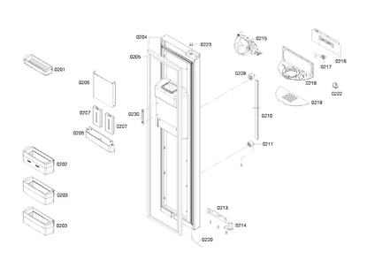 Left Door Diagram and Parts List for B22CS80SNS 03 Bosch Refrigerator