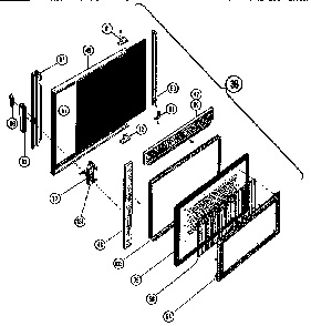 Microwave Food Cavity Door Diagram and Parts List for MTR217  Thermador Microwave