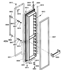 Freezer Door Diagram and Parts List for KBUIT4255E 01 Thermador Refrigerator
