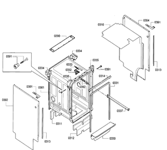 Cabinet Diagram and Parts List for SPV5ES53UC 28 Bosch Dishwasher