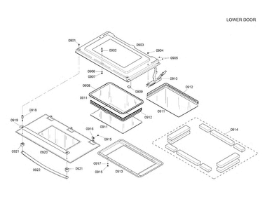 Lower Door Diagram and Parts List for HBL5055AUC 01 Bosch Wall Oven