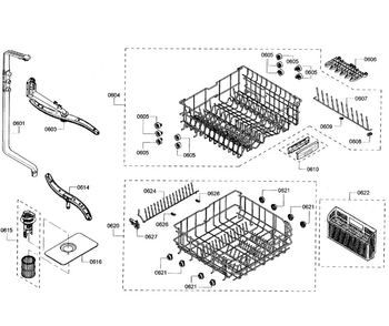 Baskets Diagram and Parts List for SHE3AR75UC 06 Bosch Dishwasher