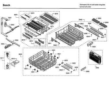Rack Asy Diagram and Parts List for SHXM78W52N 01 Bosch Dishwasher