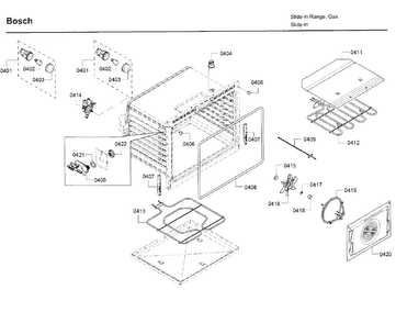 Cavity Parts Diagram and Parts List for HDI8054U 03 Bosch Range