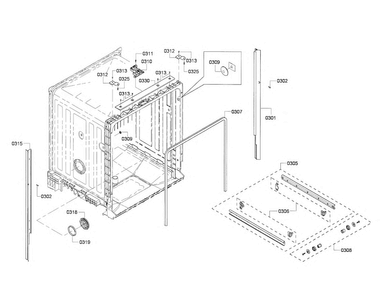 Tub Diagram and Parts List for SHX4AP05UC 02 Bosch Dishwasher