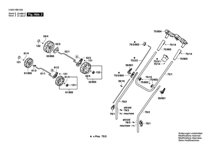 Diagram 2 Diagram and Parts List for 3600HB9505  Bosch Lawn Mower