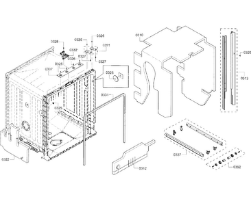 Cabinet Diagram and Parts List for SHS5AVF2UC 01 Bosch Dishwasher