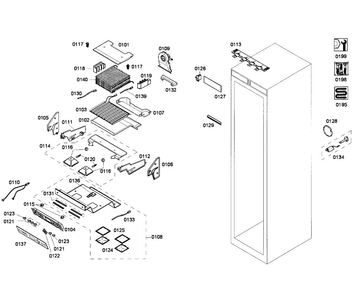 Cabinet Parts Diagram and Parts List for T18ID80NLP 37 Thermador Freezer